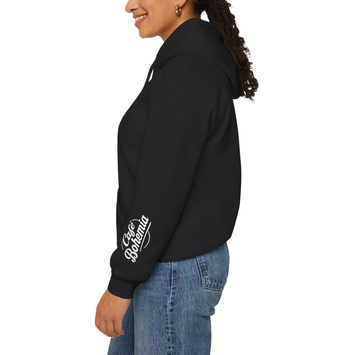 Cozy Bohemia Black Hooded Sweatshirt for Comfortable Wear