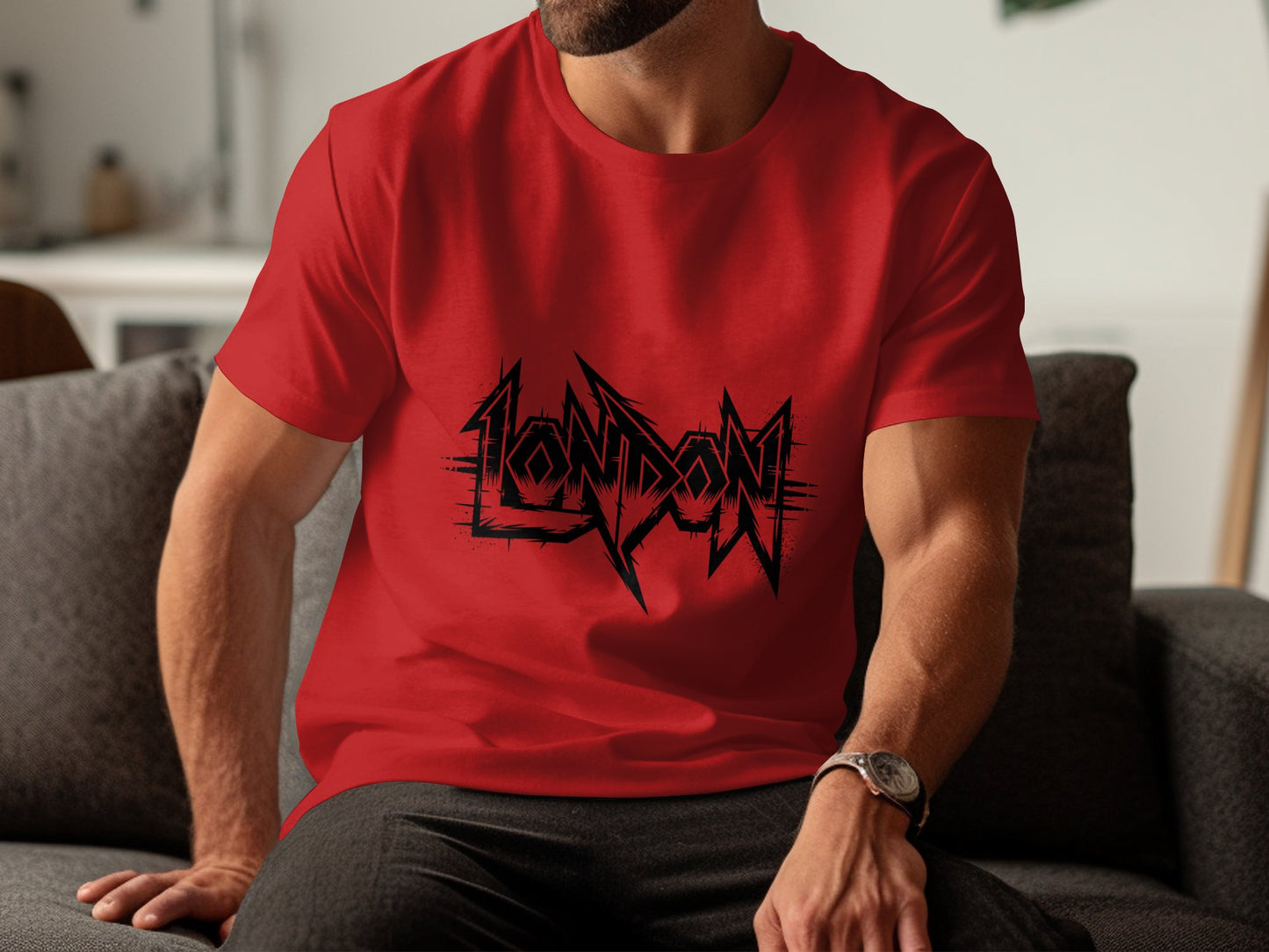 Stylish Red London Graphic Tee for Casual Wear product type