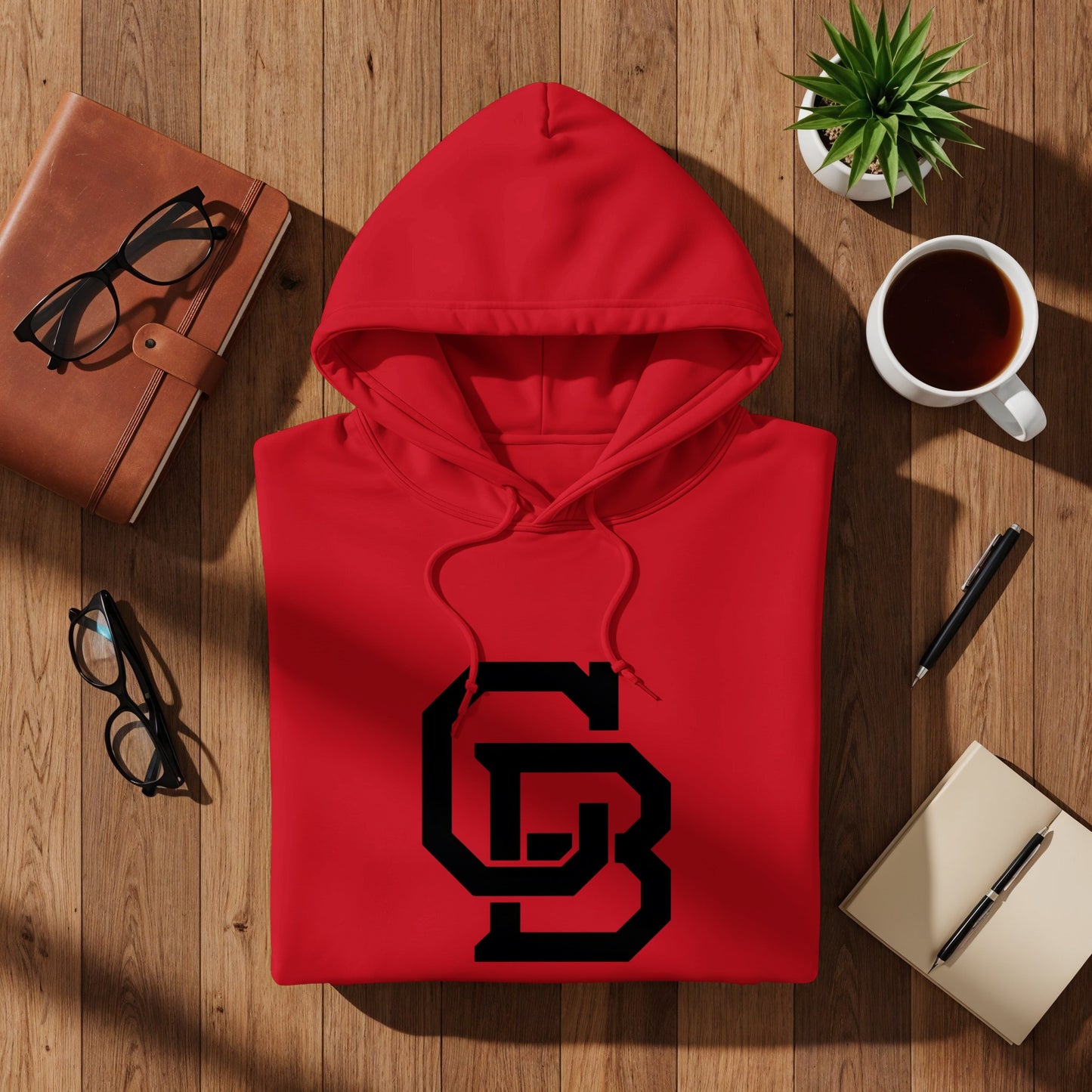 Bold Red Hoodie with Unique Lettering Design product