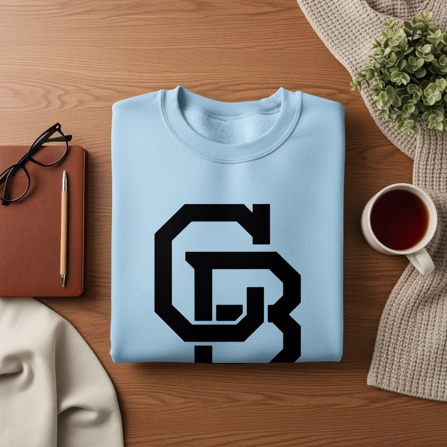 Stylish Folded Blue CG Design Crewneck Sweatshirt product