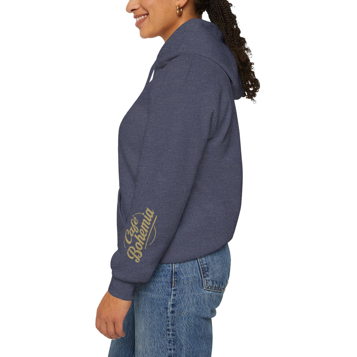 Cafe Bohemia Hoodie with Stylish Sleeve Print
