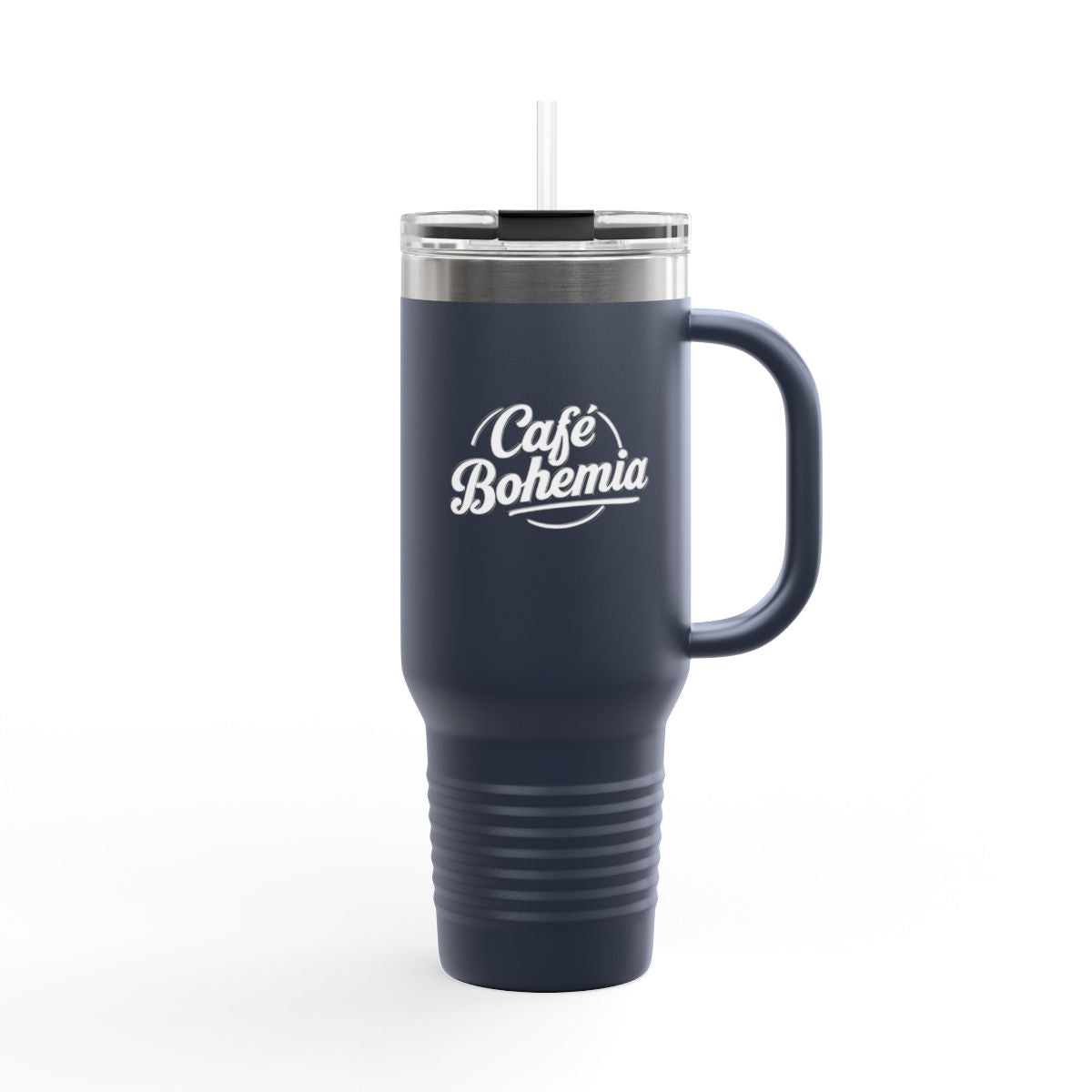 Café Bohemia Blue Tumbler with Handle for Travel Use