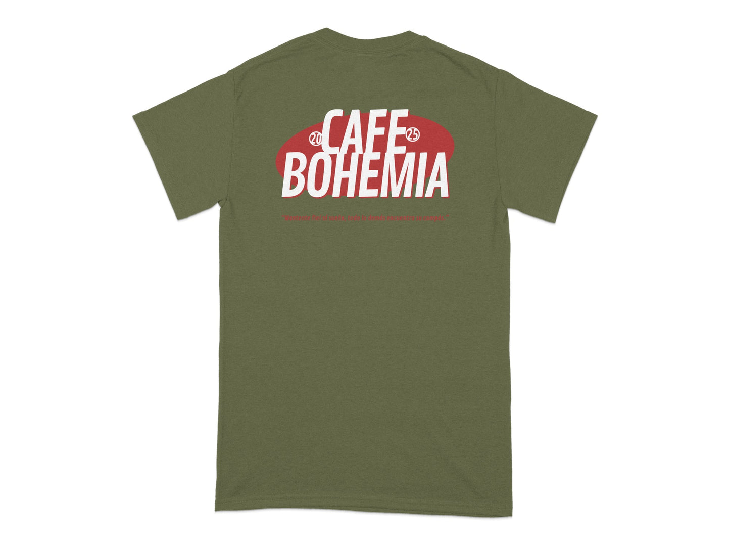Cafe Bohemia Graphic T‑Shirt with Red and White Design