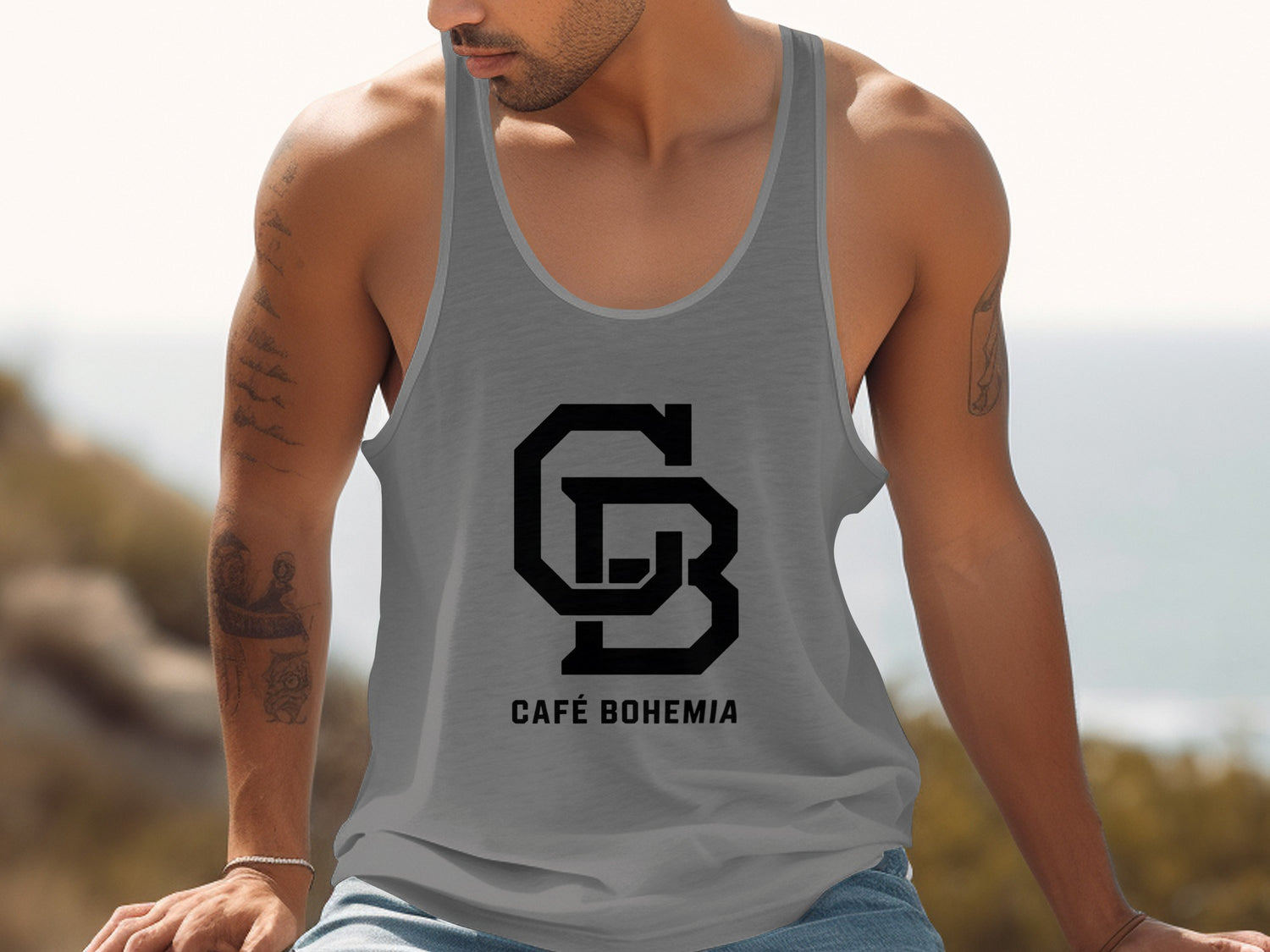 Cafe Bohemia CB Logo Grey Tank Top product type
