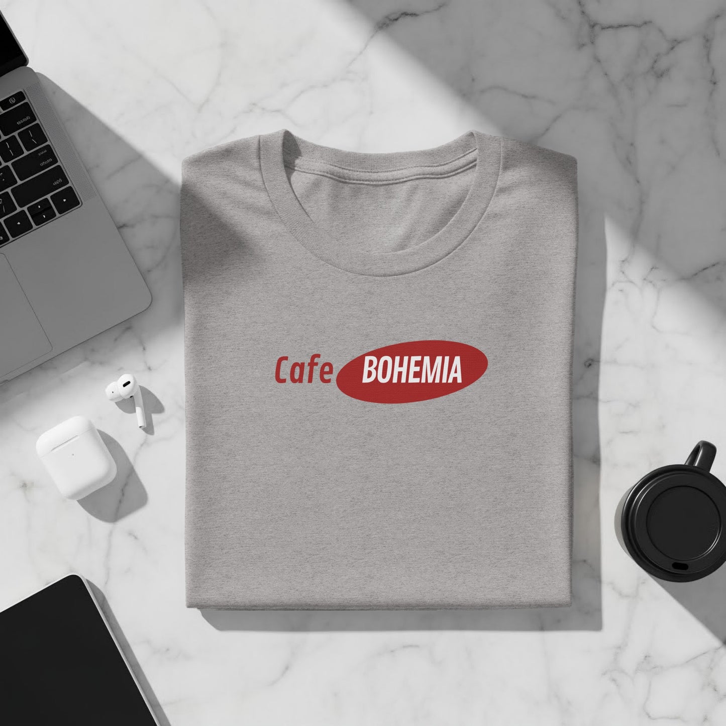 Cafe Bohemia Design on Comfortable T-Shirt