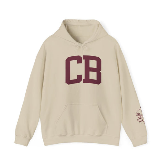 Cozy Beige Hoodie with CB Logo Graphic Design